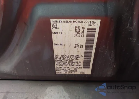 2013 Nissan Altima 2.5 Sv z USA, uszkodzony, nr VIN 1N4AL3AP2DC151828